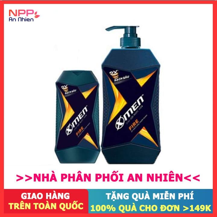 Combo Dầu gội X-Men nước hoa Fire 650g + Dầu gội X-Men nước hoa Fire 180g- NPP AN NHIÊN