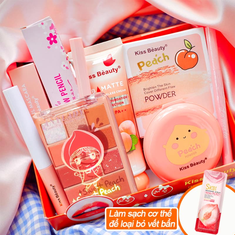 [HCM]【Kiss Belle】Bộ trang điểm chuyên nghiệp 6 món KISS BEAUTY Kem BB che khuyết điểm + Phấn phủ bột + Chì kẻ mày lâu trôi + Bút dạ kẻ mắt + Mascara 4d + Bảng phấn mắt lì bộ makeup đầy đủ set trang điểm đẹp