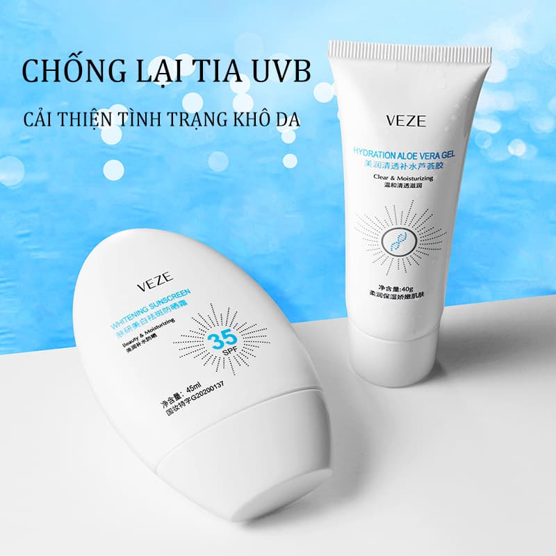 Bộ kem chống nắng dưỡng ẩm làm đẹp trẻ hóa làn da VEZE