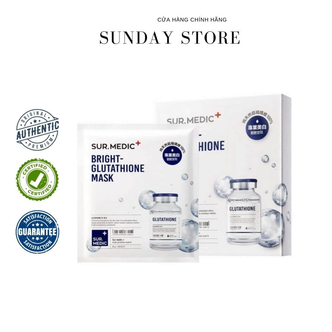 Hộp 10 miếng mặt nạ dưỡng trắng Sur Medic Bright Glutathione Mask