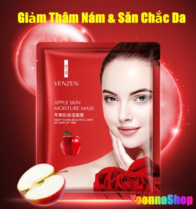 [HCM]COMBO 10 Mặt Nạ Giấy Táo Đỏ VENZEN - Trắng Mịn Giảm Thâm Nám Săn Chắc Da Và Chống Lão Hóa