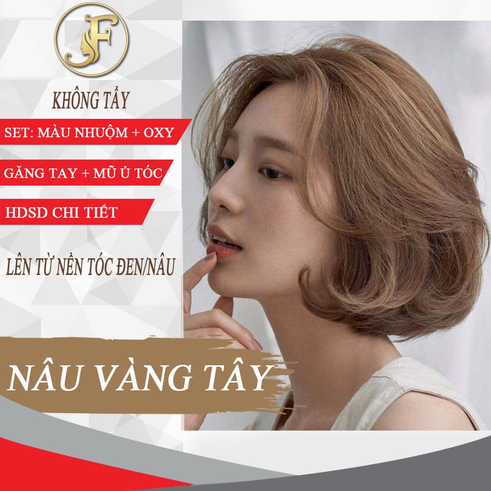 [HCM]Thuốc Nhuộm Tóc Nâu Vàng Tây - Không Tẩy-tặng oxy