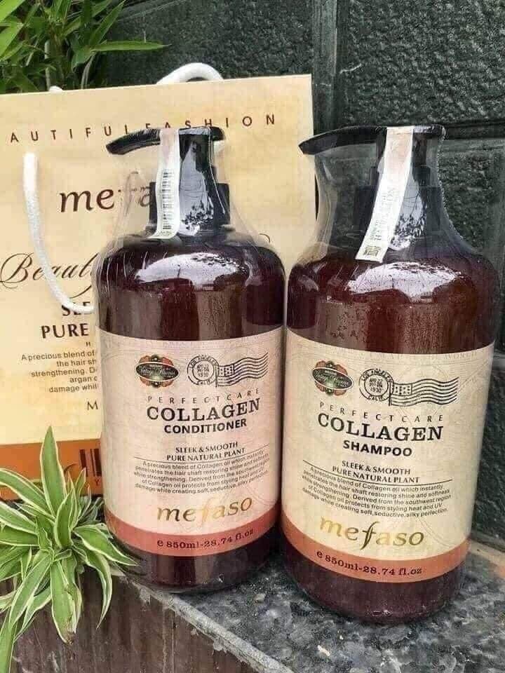 [Chăm Sóc Tóc] Dầu Gội Đầu cặp Collagen Mefaso 850ml - Tươi Shop