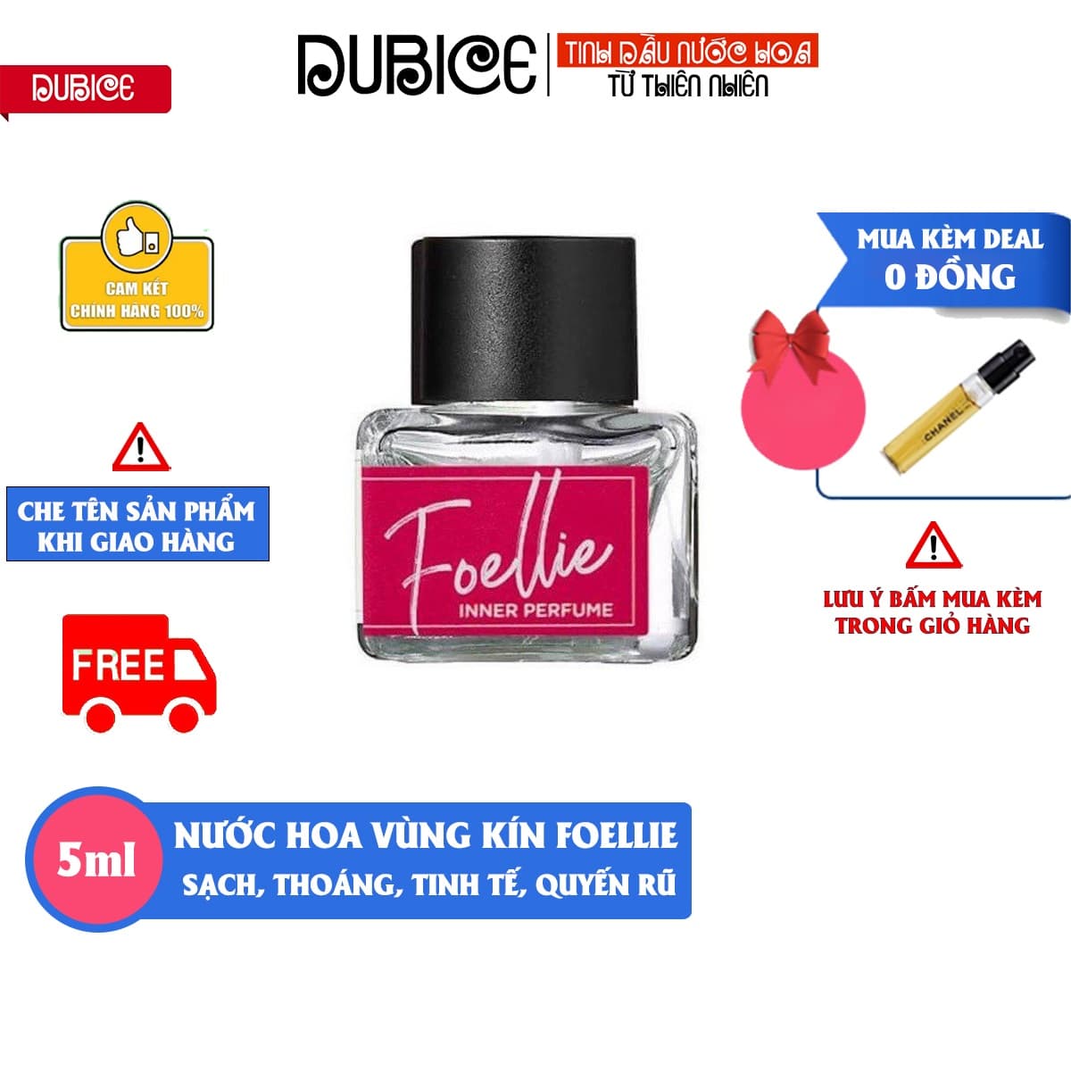 Nước hoa vùng kín Foellie Màu Đỏ Cao Cấp Mùi Thơm Chuẩn Độ lưu Hương Cực Tốt - Nước hoa cô bé bím Foellie