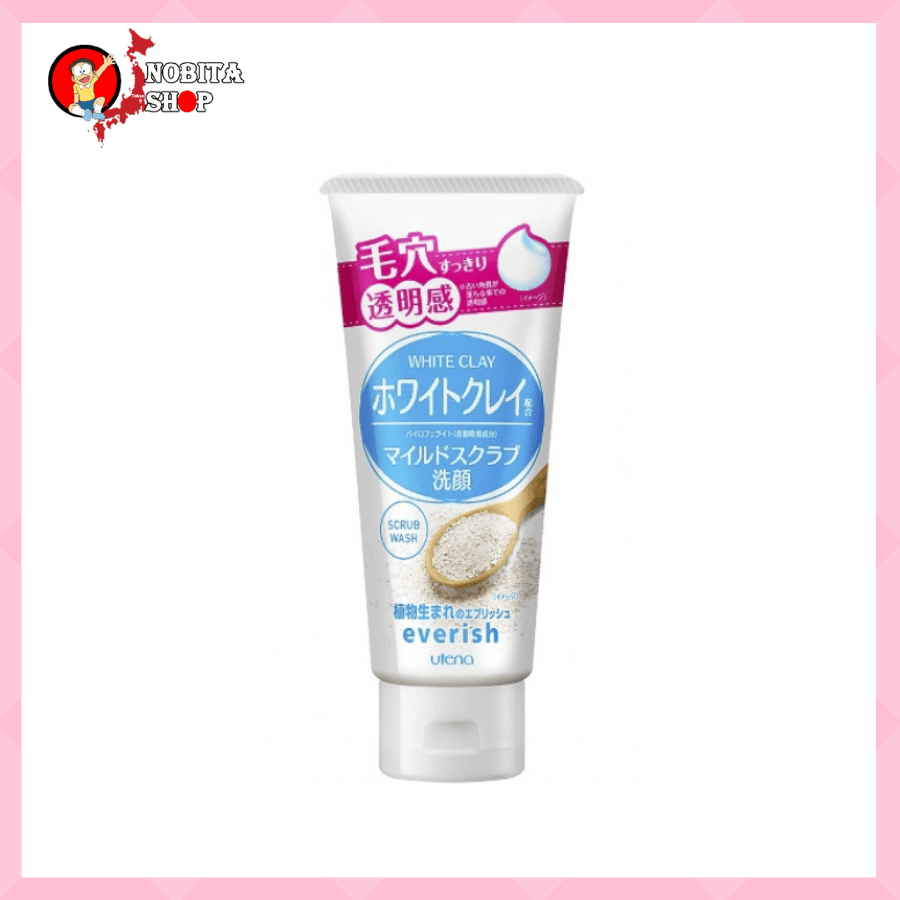 Sữa rửa mặt tẩy tế bào chết bùn trắng Utena Everish Aloe Scrub White Clay 135g