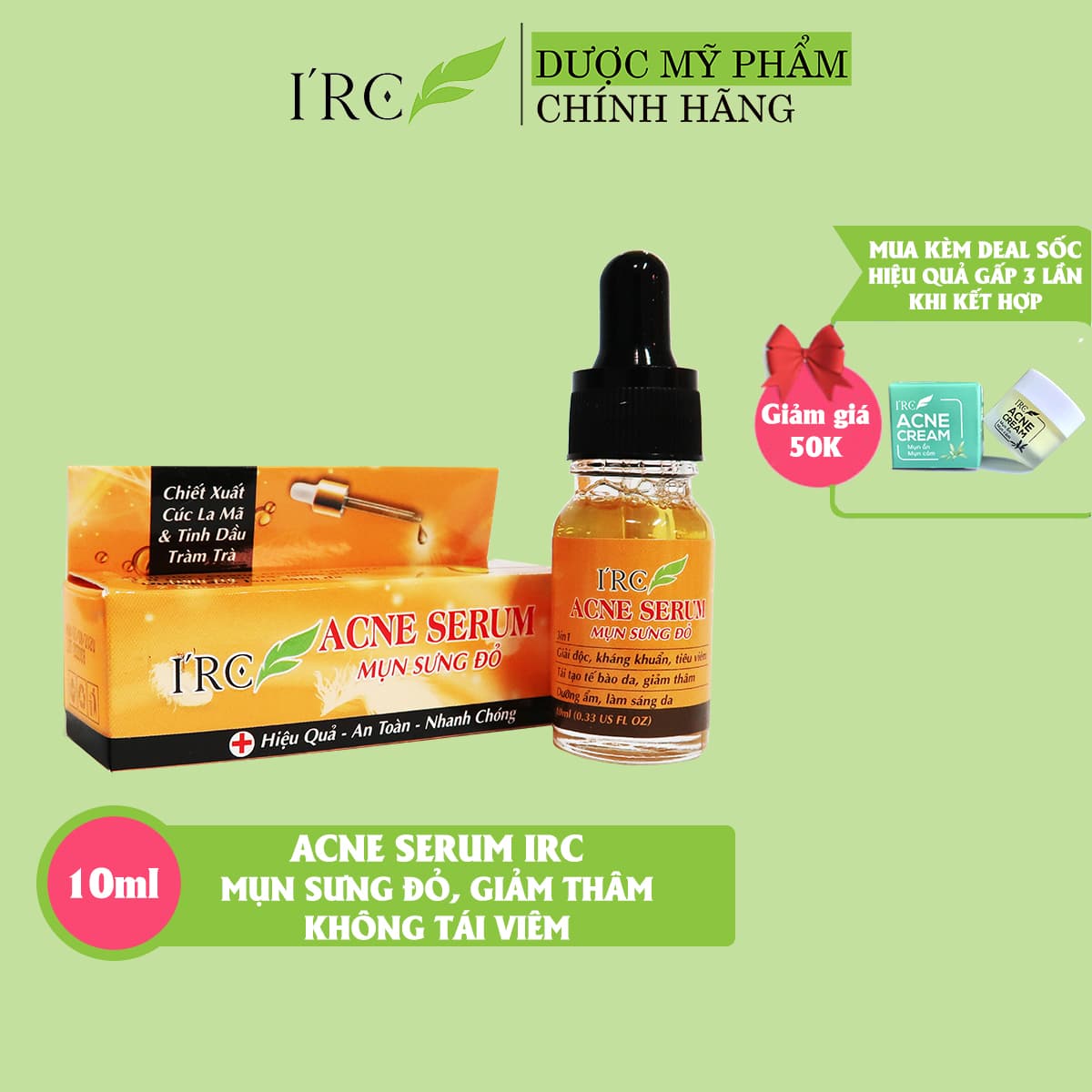 Serum mụn sưng đỏ IRC giảm thâm và tái tạo da tiêu viêm không tái lại mụn dưỡng ẩm và làm sáng da