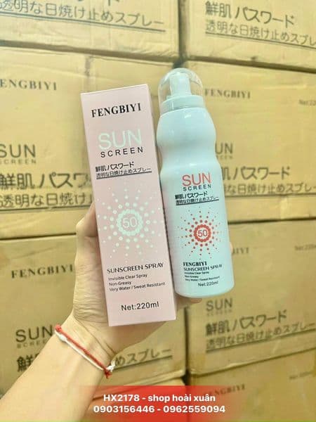 [HCM]Kem chống nắng dưỡng trắng da Whitening Sunscreen Fengbiyi nhật bản không thấm nước - Xịt trắng da toàn thân - HX2178