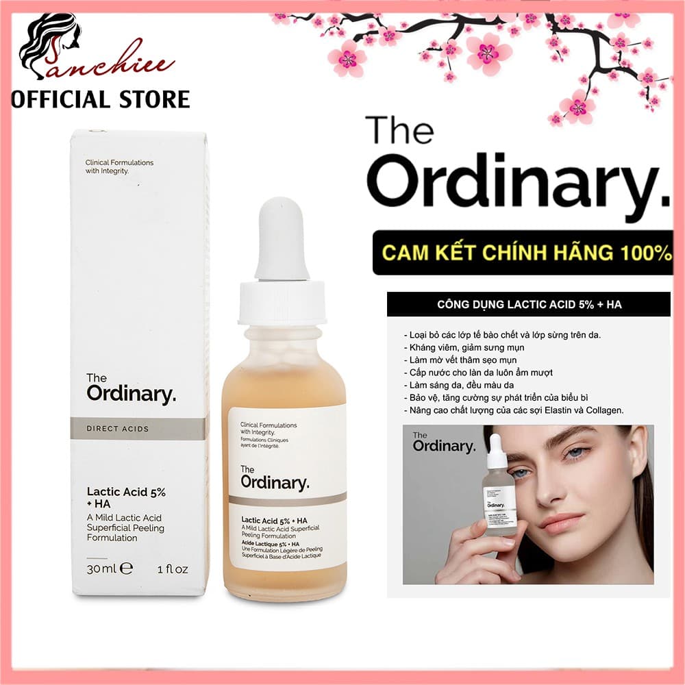 Serum The Ordinary Lactic Acid 5% + HA. kích thích tái sản xuất các tế bào mới giúp da sáng hơn