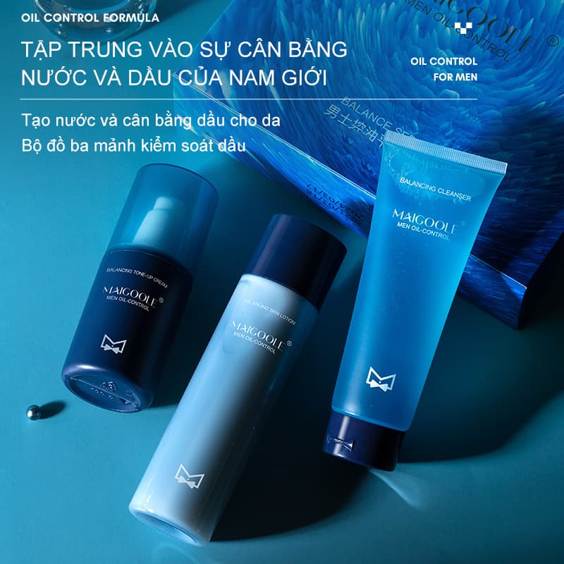 1 bộ 3 Sản phẩm chăm sóc da nam nhập khẩu(sữa rửa mặt + toner + kem dưỡng trắng da)dưỡng ẩm và cấp nước se lỗ chân lông không nhờn