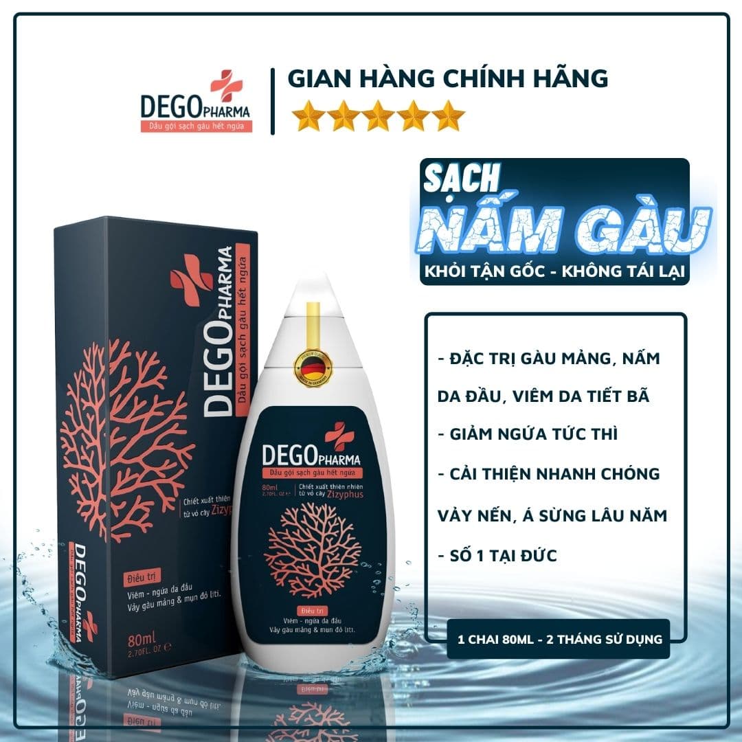 [CHÍNH HÃNG] Dầu gội hết nấm da đầu và mảng gàu trắng Dego Pharma - dầu gội tri gàu dầu gội tri nấm hết ngứa cải thiện vảy gàu trắng á sừng vảy nến giảm rụng tóc và kích thích mọc tóc - nguyên liệu nhập khẩu từ Đức