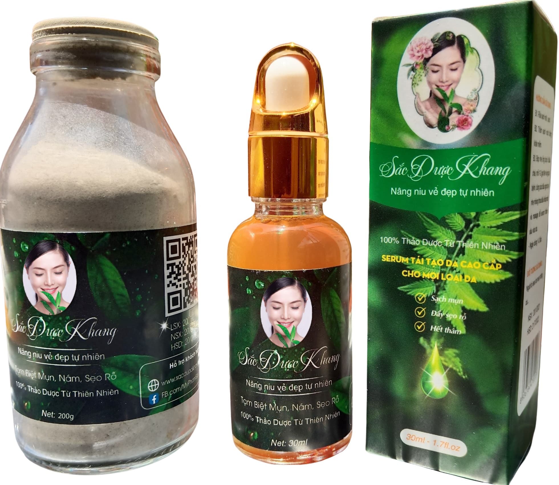 Điều Trị Mụn Thâm Sẹo Rỗ Dứt Điểm -Sắc Dược Khang Combo Chăm Sóc Da