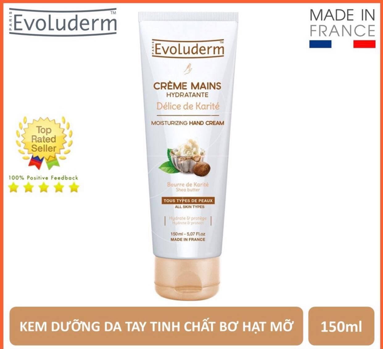 [HCM]Kem dưỡng mềm mịn da tay Evoluderm chiết xuất từ bơ hạt mỡ Karite 150 ml - Pháp