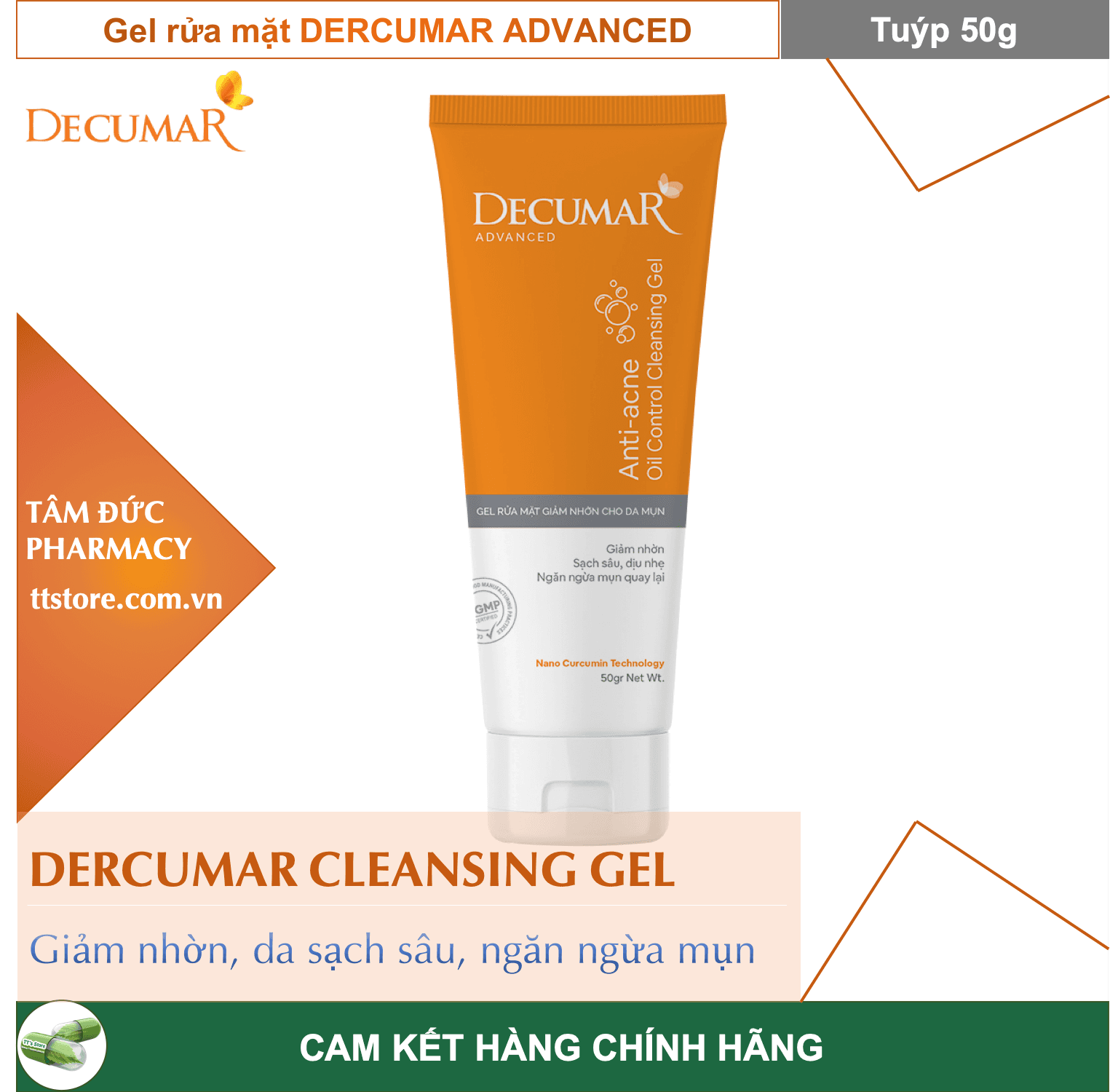 [HCM]Gel rửa mặt Decumar Advanced Cleanser sạch nhờn ngừa mụn [Tuýp 100g] - DECUMAR CLEANSING GEL