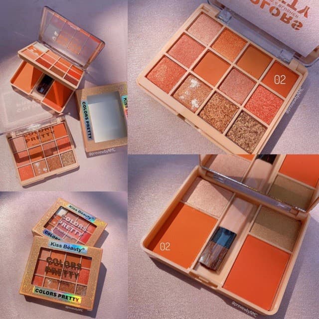 Bảng phấn mắt 12 ô màu tươi tắn Kiss Beauty Color Pretty