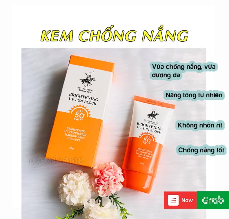 Kem chống nắng nâng tông da Bevery Hills Polo Club Rose UV Sun Block Brightening Uv Sun Block SPF/50+++ Hàn Quốc 70ml