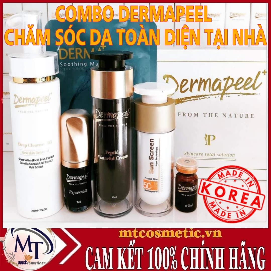 Combo DERMAPEEL CHĂM SÓC DA TOÀN DIỆN TẠI NHÀ - NGĂN NGỪA MỤN - TRẺ HÓA - TRẮNG DA MỜ THÂM NÁM - CHỐNG LÃO HÓA TOÀN DIỆN