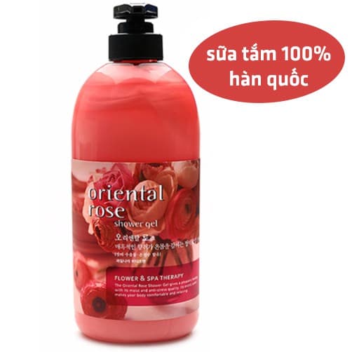 Sữa tắm massage dưỡng da trắng mịn Welcos Oriental Rose Shower Gel 750ml