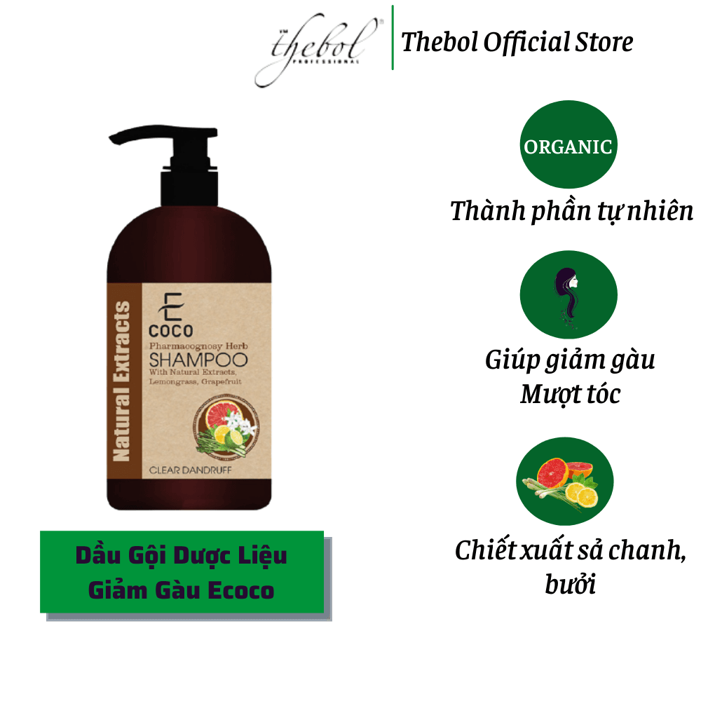 [HCM]Dầu gội dược liệu sạch giảm gàu Ecoco với chiết xuất sả chanh bưởi