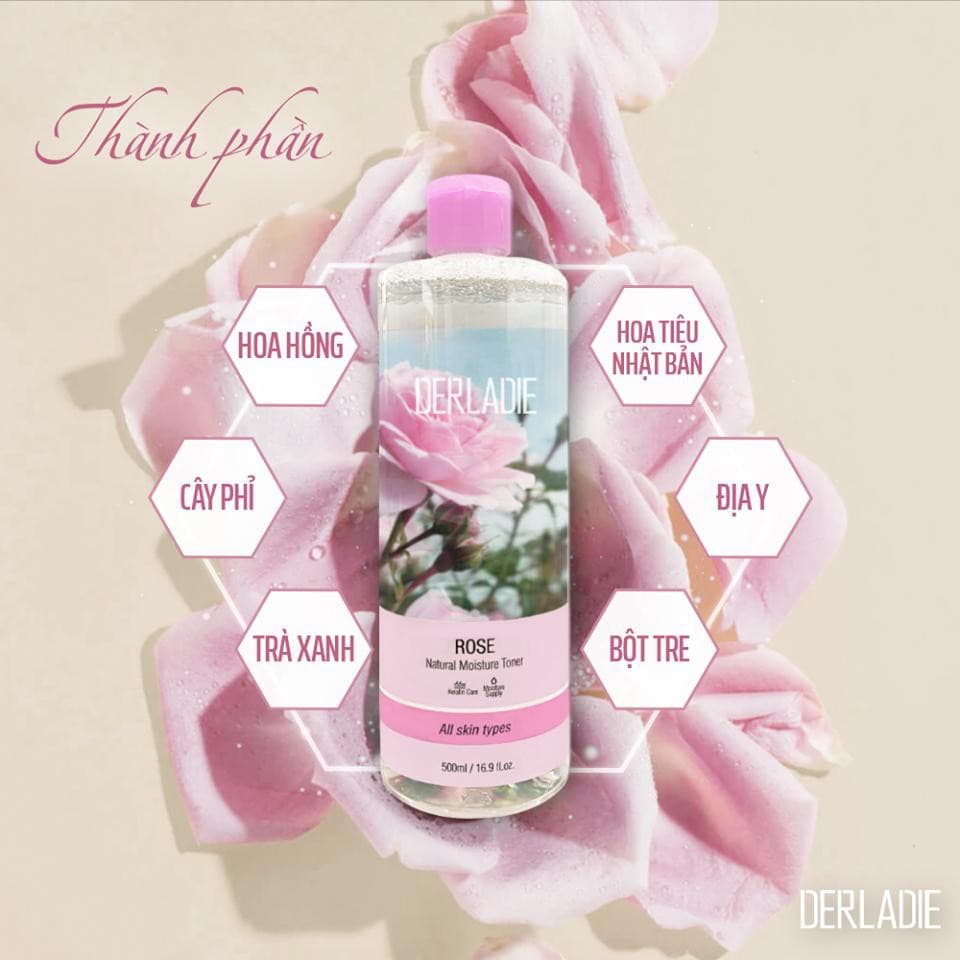 NƯỚC HOA HỒNG Chiết Xuất Cây Phỉ Dưỡng ẩm - Kiềm Dầu - Se khít Lỗ Chân Lông Derladie Natural 500ml Frorence86 Store