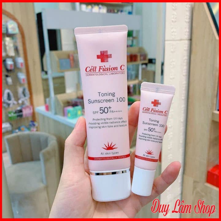 Kem Chống Nắng Cell Fusion Sunscreen Nâng Tone vỏ hồng