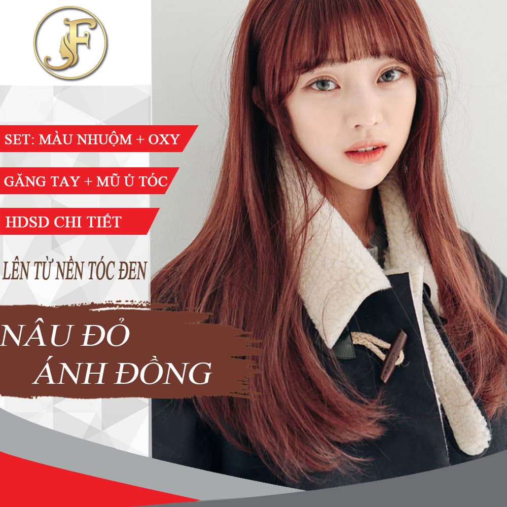 [HCM]Thuốc Nhuộm Tóc Nâu Đồng Ánh Đỏ - Nhuộm Từ Nền Đen/Nâu - Không Tẩy- tặng oxy