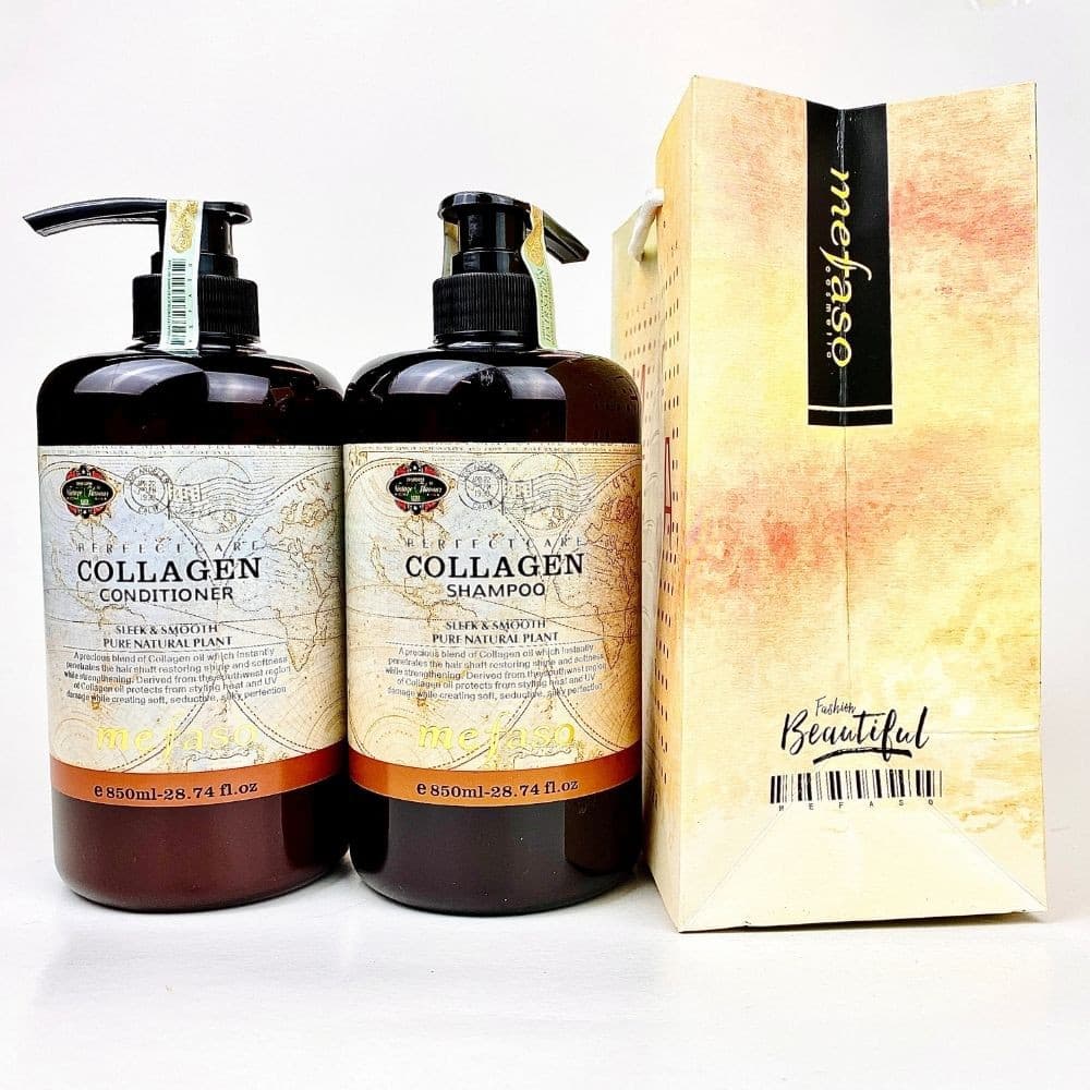 Cặp Dầu Gội Và Dầu Xả Collagen Mefaso 850ML - gội xả Collagen Argan Mefaso
