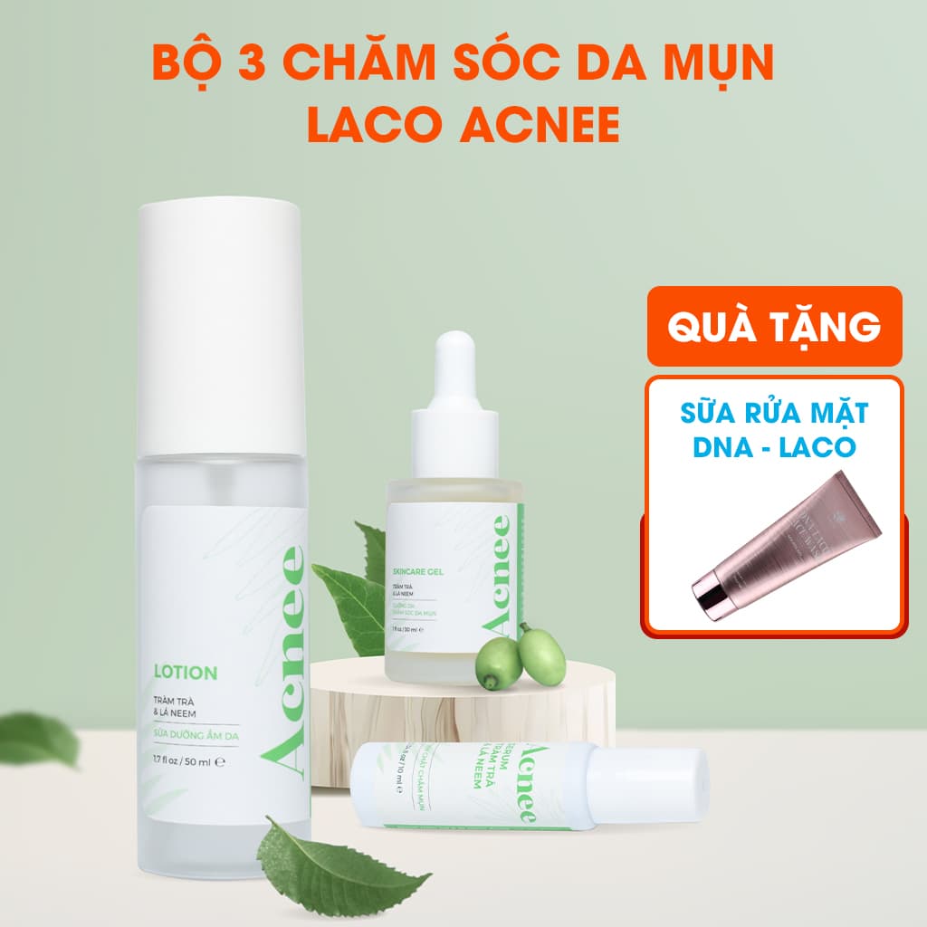 Bộ 3 chăm sóc da mụn LACO Acnee - Giảm mụn Ngừa Thâm Sáng da sau 7 ngày