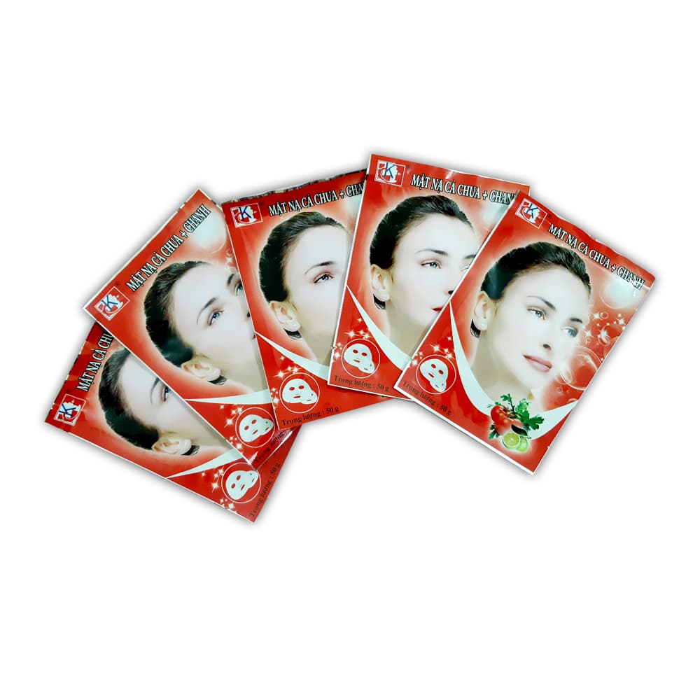 Combo 10 miếng mặt nạ dưỡng da LK chiết xuất Cà chua + Chanh 50g ngăn lão hóa sáng mịn làn da (Tomato Lemon Mask 50g)