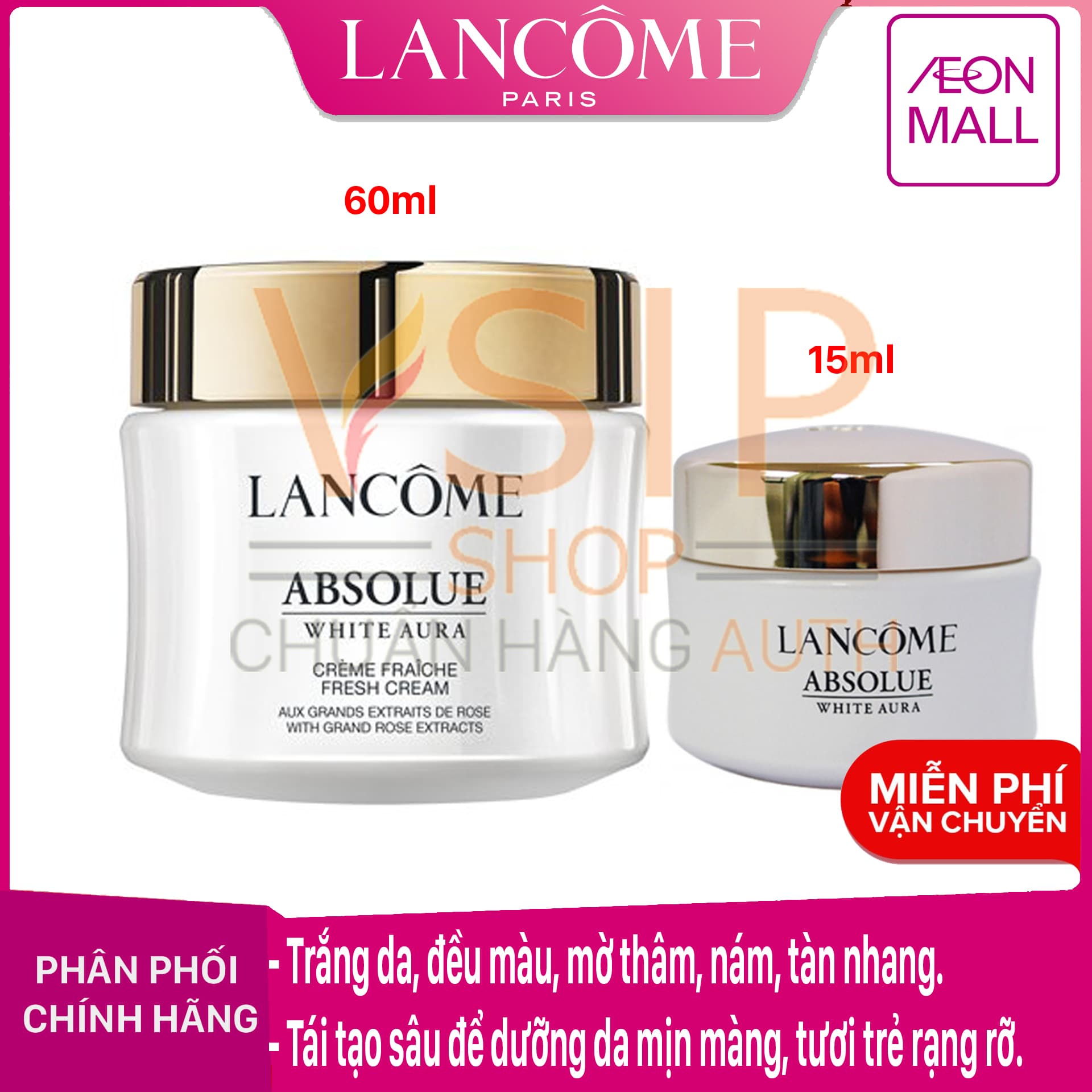 Kem dưỡng trắng da mờ thâm nám trẻ hóa da Lancome Absolue White Aura Fresh Cream