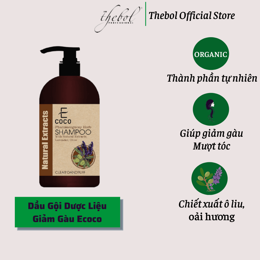 [HCM]Dầu gội dược liệu sạch giảm gàu Ecoco với chiết xuất tinh dầu tự nhiên oải hương ô liu