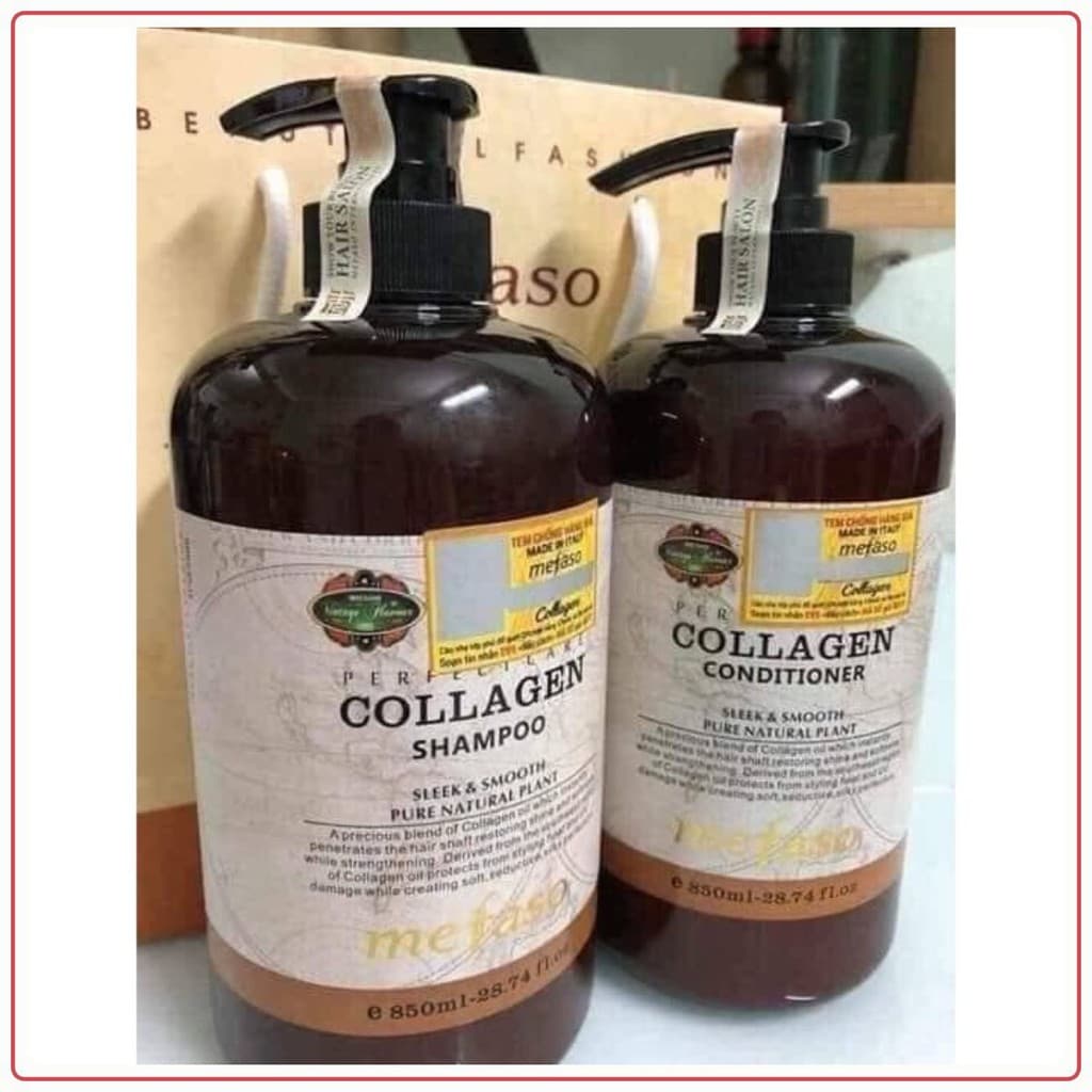 BỘ DẦU GỘI + DẦU XẢ SIÊU MỀM MƯỢT Collagen Argan Mefaso – Ý 850ML/CHAI FRORENCE86 STORE