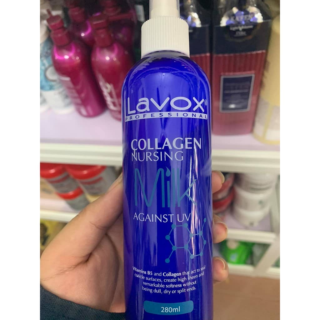 Sữa Dưỡng Collagen Chống Tia UV Siêu Bảo Vệ Tóc Lavox 280ml màu xanh