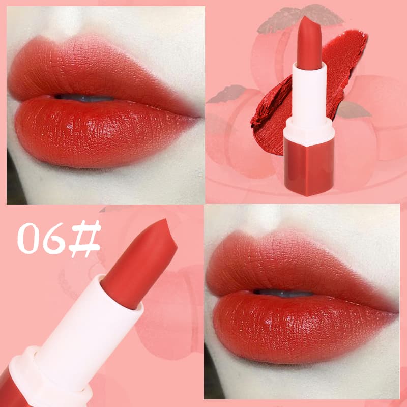[HCM]【kiss belle shop】 Phong cách mới Son môi hồng đào không thấm nước lâu trôi -6 màu có sẵn（1 thỏi son）