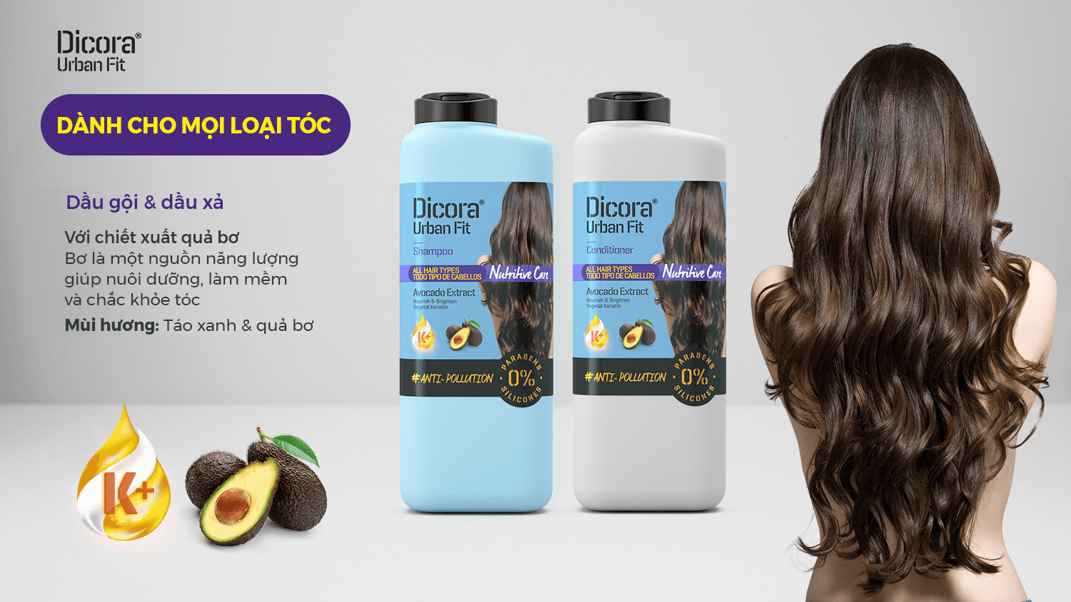 Dầu gội DICORA dưỡng tóc chắc khỏe dành cho mọi loại tóc chiết xuất trái bơ 400ml