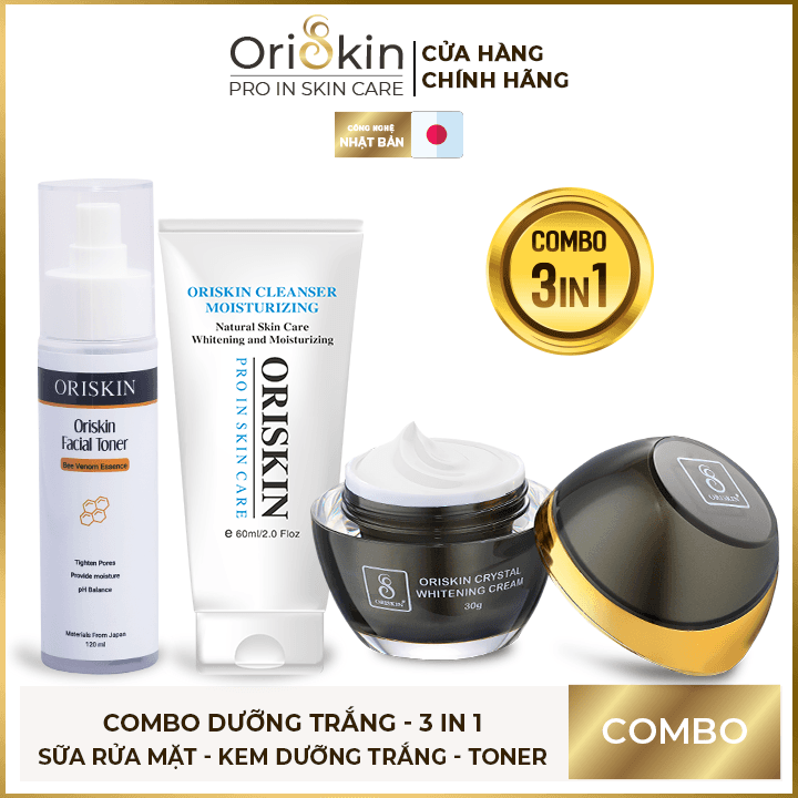 [HCM]Bộ sản phẩm dưỡng trắng da 3in: Sữa rửa mặt +  Toner + Kem dưỡng trắng Oriskin