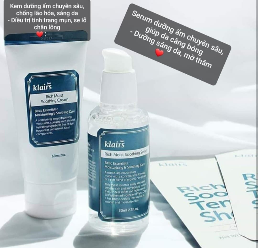 Serum dưỡng ẩm sâu dành cho da khô mất nước Dear Klairs Rich Moist Soothing Serum