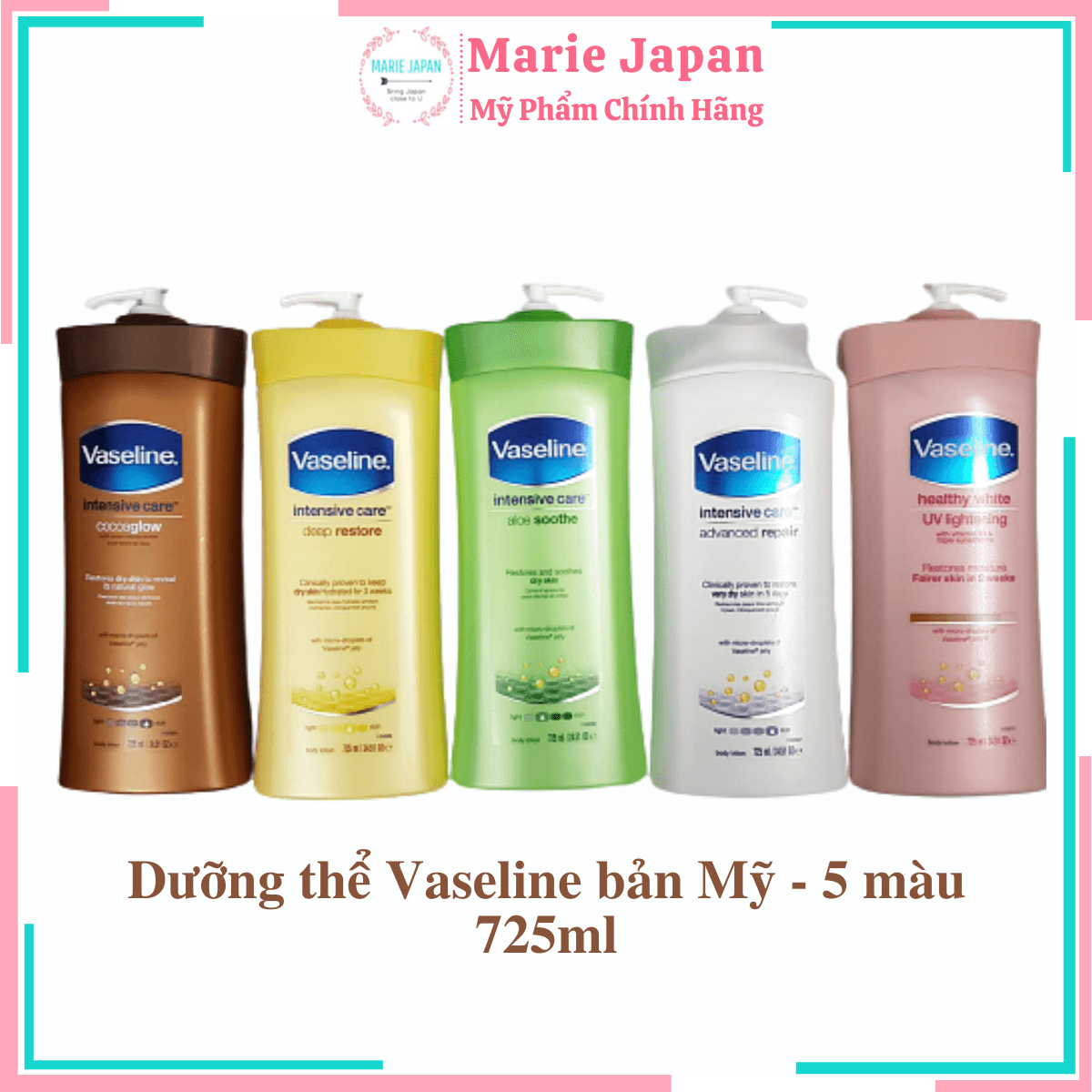 Sữa dưỡng thể trắng da toàn thân Vaseline Bản Mỹ 725ml