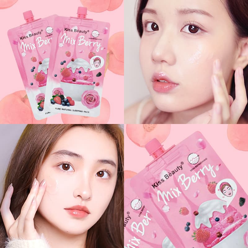 [HCM][Peachy Sis Shop] Hoa quả tươi Hoa hồng Kiss Beauty Đắp mặt nạ Mặt nạ dưỡng ẩm15ml Có thể thoa khi ngủ(1 gói hàng)