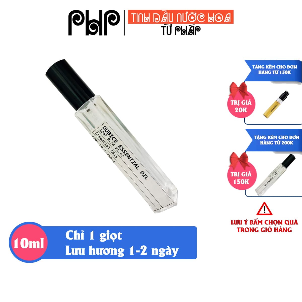 [Lưu hương 14 tiếng] Tinh dầu nước hoa Nam Nữ PHP 10ml hàng cao cấp nguyên chất thơm lâu 1 - 2 ngày trên quần áo