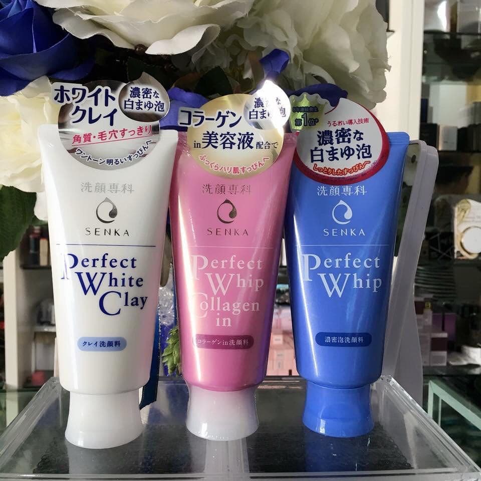 Sữa rửa mặt trắng da / Sữa Rửa mặt Tạo Bọt Senka 120G Perfect Whip Facial Foam Wash(Màu Xanh)