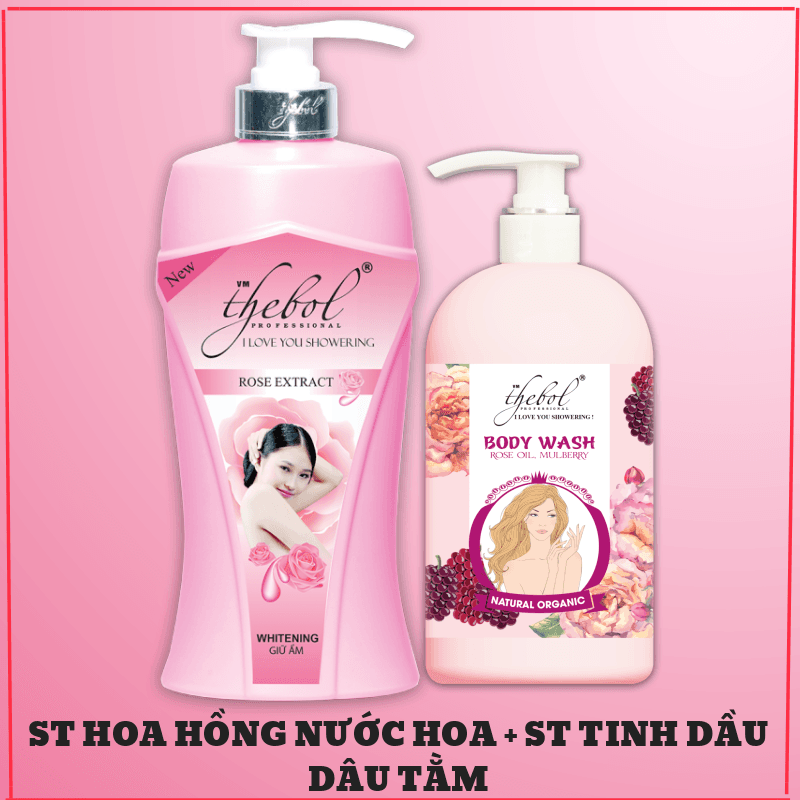 [HCM]Sữa Tắm Hoa Hồng Dưỡng Ẩm Trắng Da Tinh Chất Nước Hoa Thebol 1200g + Sữa Tắm Hoa Hồng Dâu Tằm Tinh Dầu Thơm Thảo Dược Dưỡng Ẩm Trắng Sáng Da Thơm mềm mịn Thebol 5plus