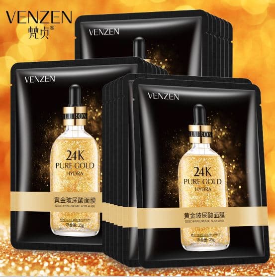 [HCM]COMBO 10 Mặt Nạ Giấy Dưỡng Da Tinh Chất Vàng 24K Venzen - Se Khít Lỗ Chân Lông Làm Căng Da Trong Suốt Chống Lão Hóa (HOT)
