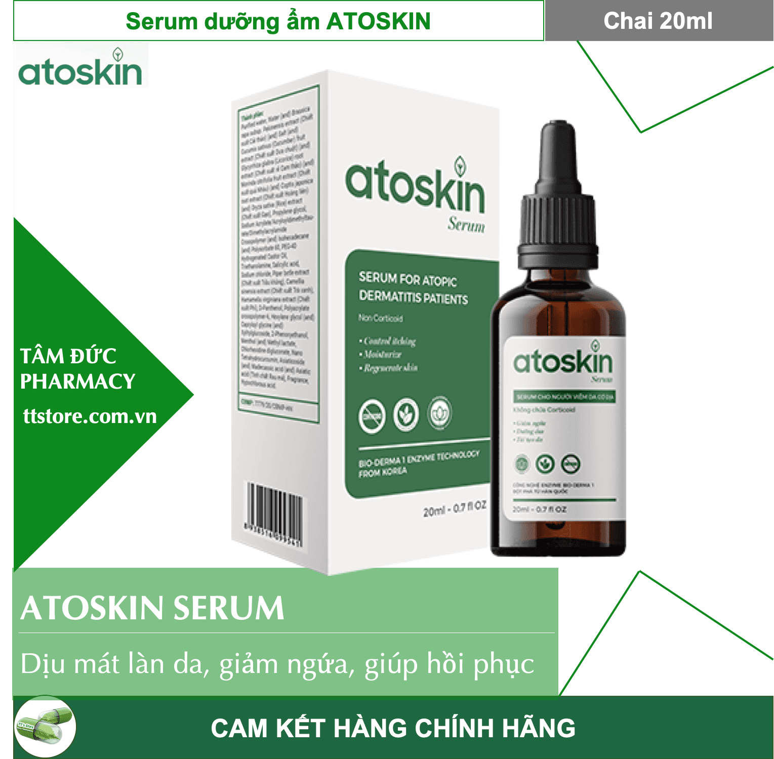 [HCM]ATOSKIN SERUM [Chai 20ml] - Serum dưỡng ẩm atoskin dành cho người viêm da cơ địa [atokin]