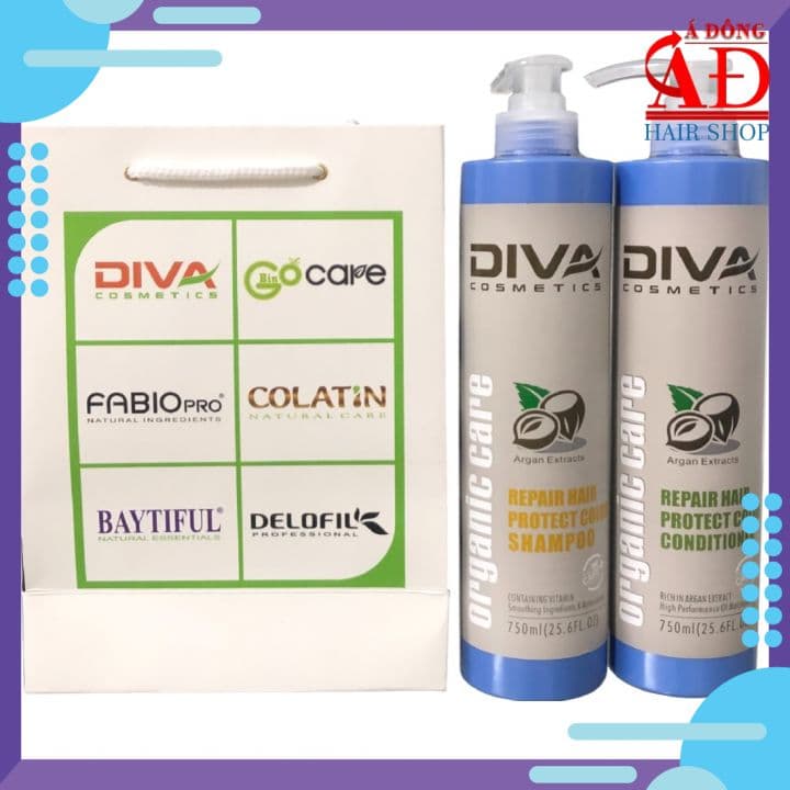 Bộ dầu gội xả phục hồi giữ màu DIVA Collagen Hair Repair Protect Color 750ml*2