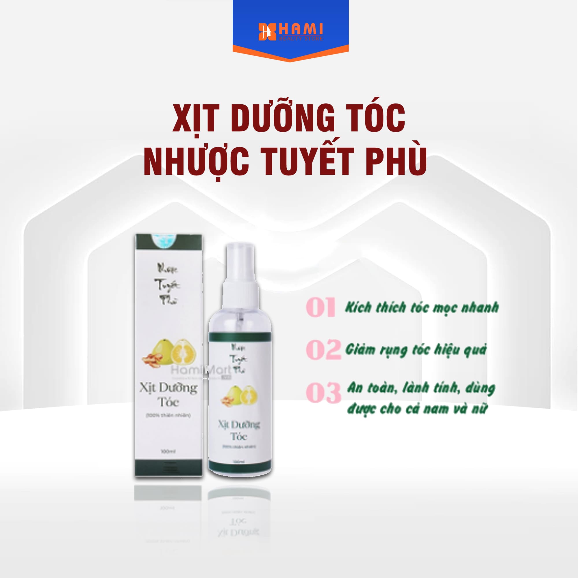 Xịt Dưỡng Tóc Xịt Gừng Bưởi Mọc Tóc Nhanh Nhược Tuyết Phù Giảm Rụng 100ml