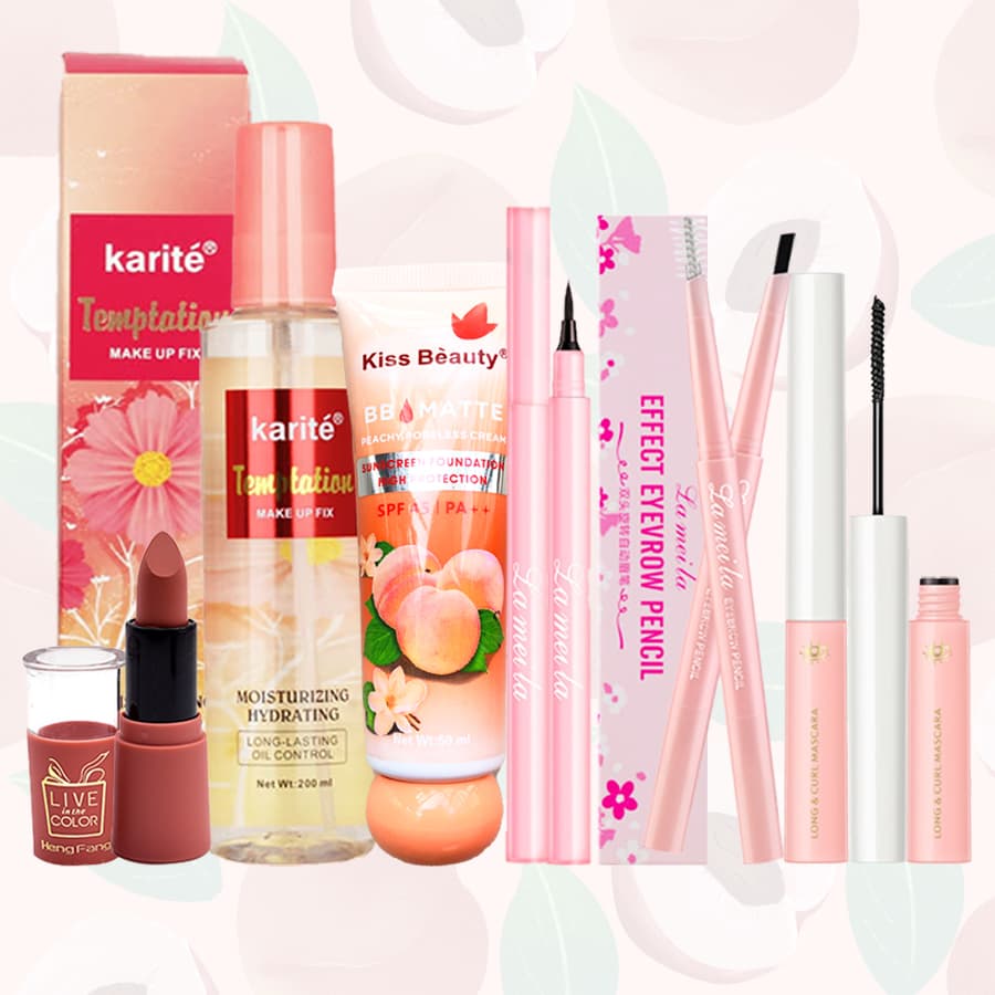 [HCM]【Kiss Belle Shop】Trọn bộ trang điểm 6 món sành điệu nhìn là mê (kem BB+Kẻ mắt+Chì kẻ mày+mascara+Son môi+Xịt dưỡng trang điểm)