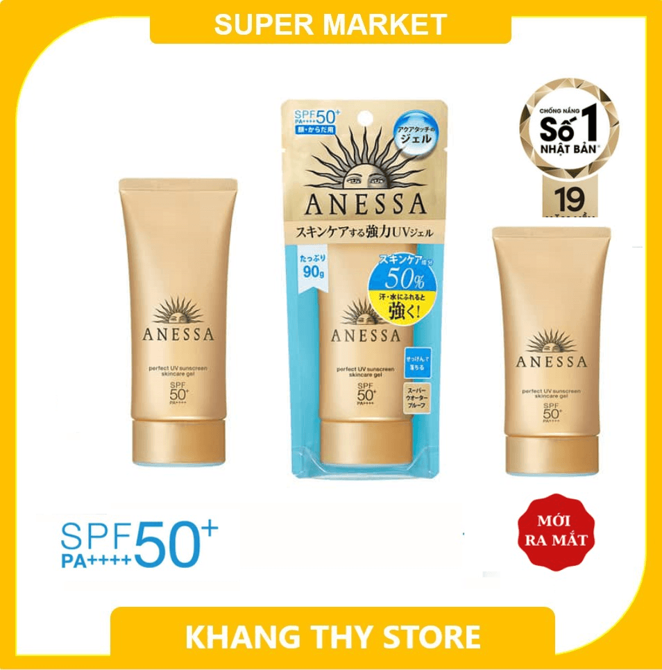 Gel chống nắng dưỡng trắng Anessa Whitening UV Sunscreen Gel vàng 90g Nhật Bản