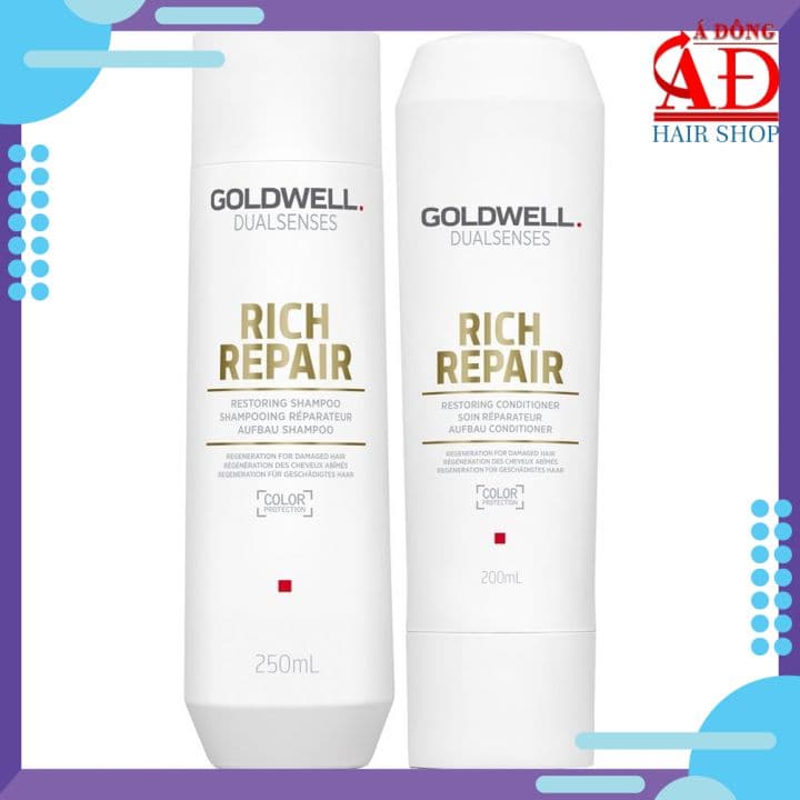 [Chính hãng] Bộ dầu gội xả Goldwell rich repair siêu phục hồi tóc hư tổn 250ml/200ml (ĐỨC)