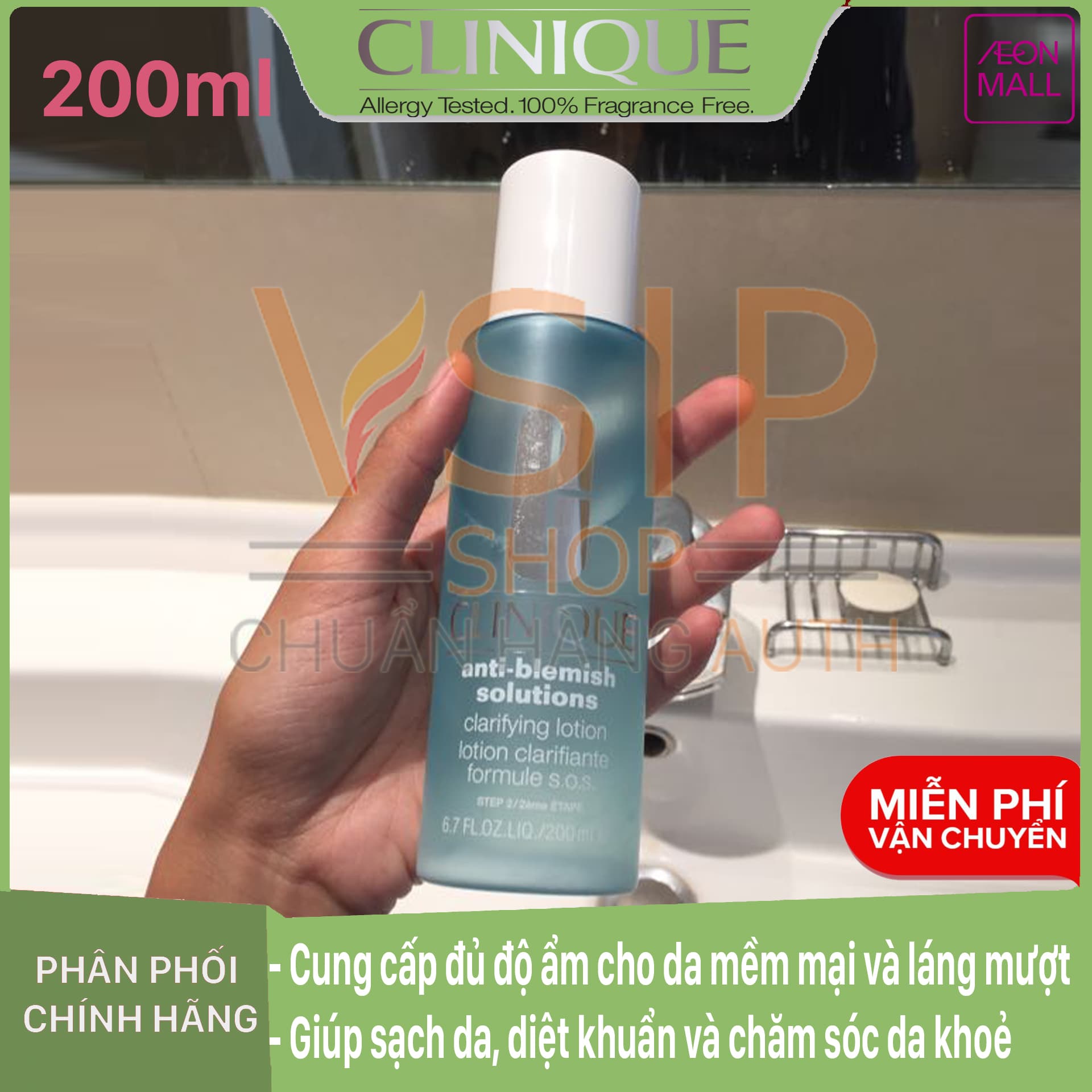 Nước Hoa Hồng Trị Mụn Clinique Anti-Blemish Solutions Lotion 200ml