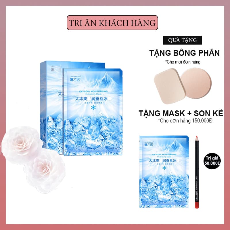 Mặt nạ ICE-COOL MOISTURIZING Hy drating Mask (1 hộp 10 miếng) dưỡng da cấp ẩm chống lão hóa skincare làm trắng sáng mịn màng (khuyến mãi 3 ngày)(giảm giá cực sốc)